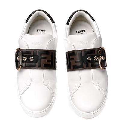 Fendi Vitello FF Embossed Womens Slip On Sneakers 37 Ultra White Maya Black 5 of 14