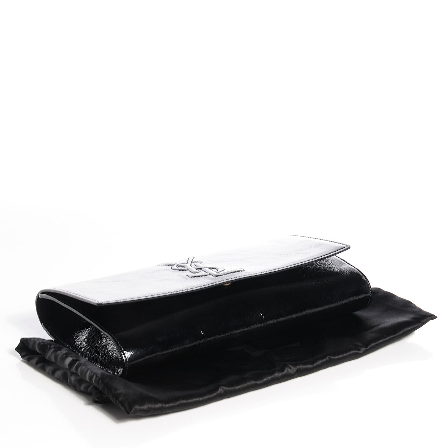 Textured Patent Monogram Large Belle De Jour Clutch Black