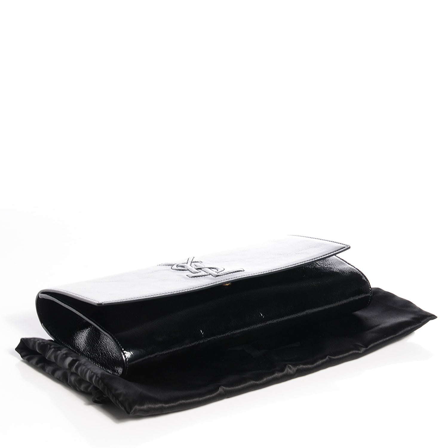 Saint Laurent Textured Patent Monogram Large Belle De Jour Clutch Black 4 of 7