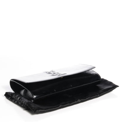 Saint Laurent Textured Patent Monogram Large Belle De Jour Clutch Black 4 of 7
