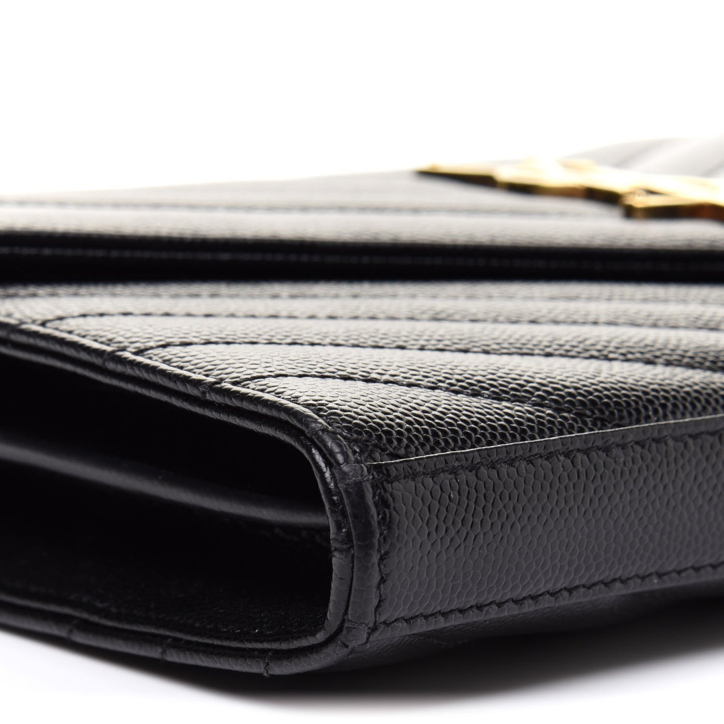 Grain De Poudre Matelasse Chevron Monogram Chain Wallet Black