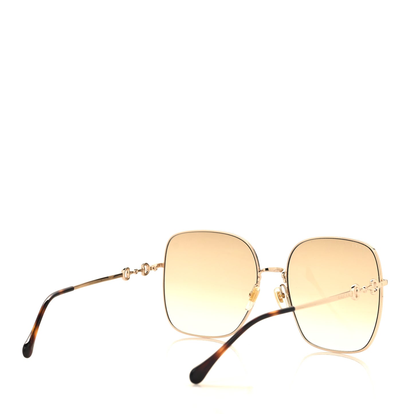 Metal Horsebit Square Frame Sunglasses GG0879S Gold
