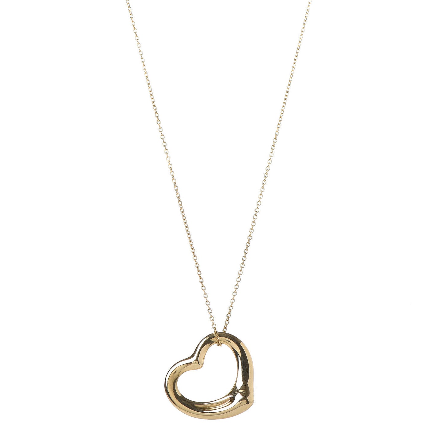 18K Yellow Gold 22mm Elsa Peretti Open Heart Pendant Necklace