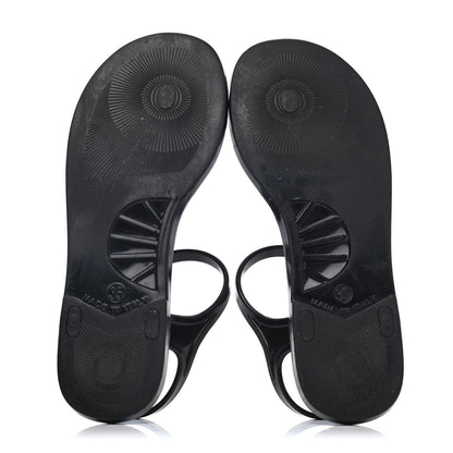 Chanel Jelly Pearl CC Thong Sandals 35 Black 4 of 4