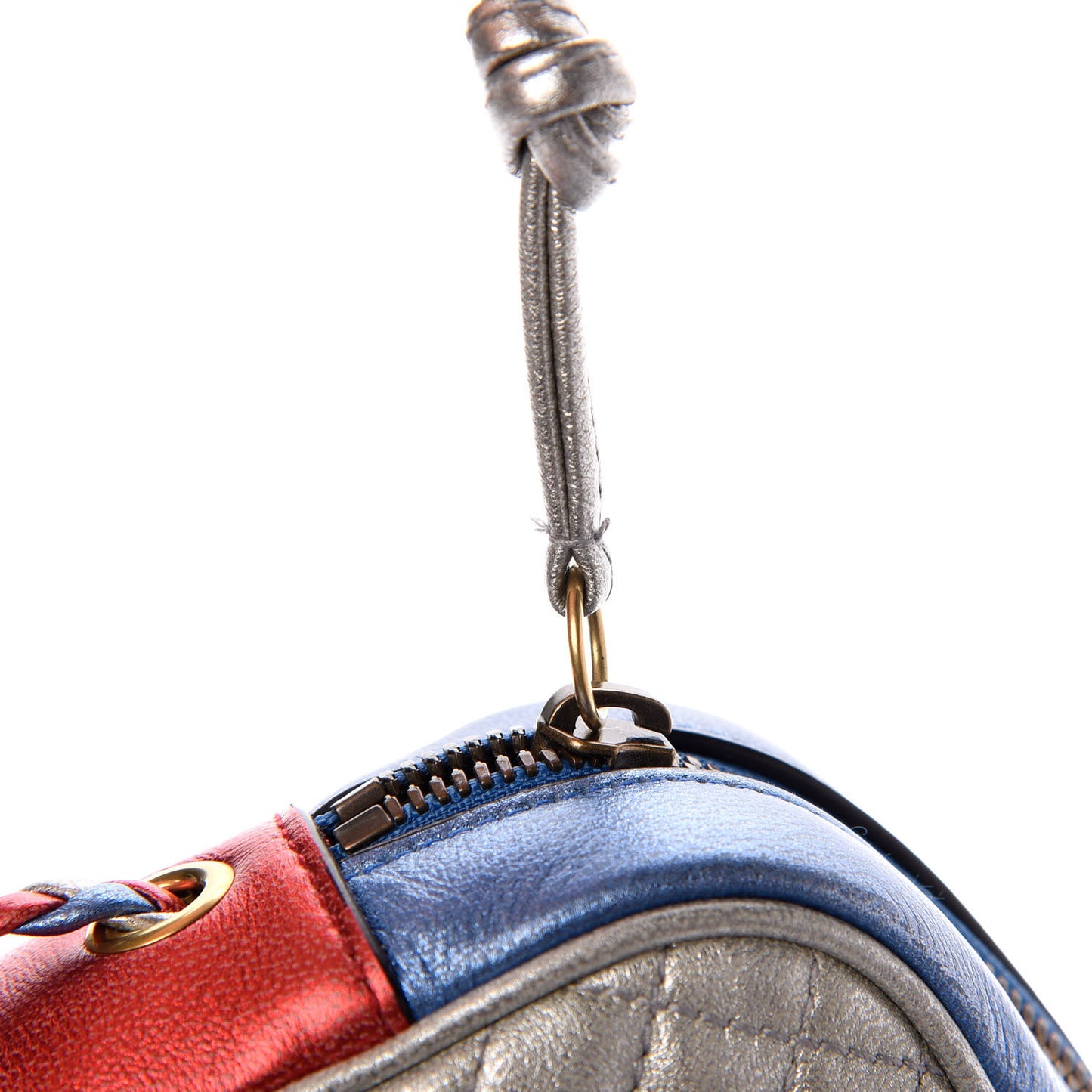 Laminated Nappa Trapuntata Small Zumi Shoulder Bag Rosso Marine Argento
