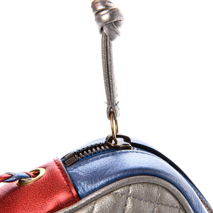 Gucci Laminated Nappa Trapuntata Small Zumi Shoulder Bag Rosso Marine Argento 7 of 10
