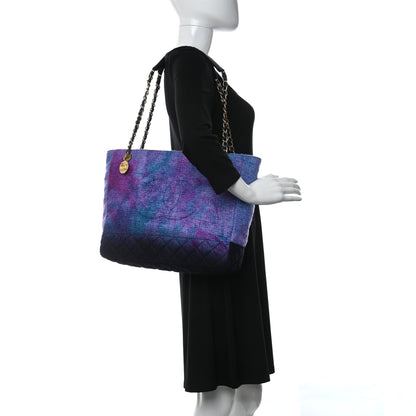 Chanel Wool Tweed CC Tote Purple Black Blue 2 of 9