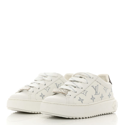 Louis Vuitton Calfskin Monogram Debossed Time Out Sneakers 36 White Silver 3 of 10
