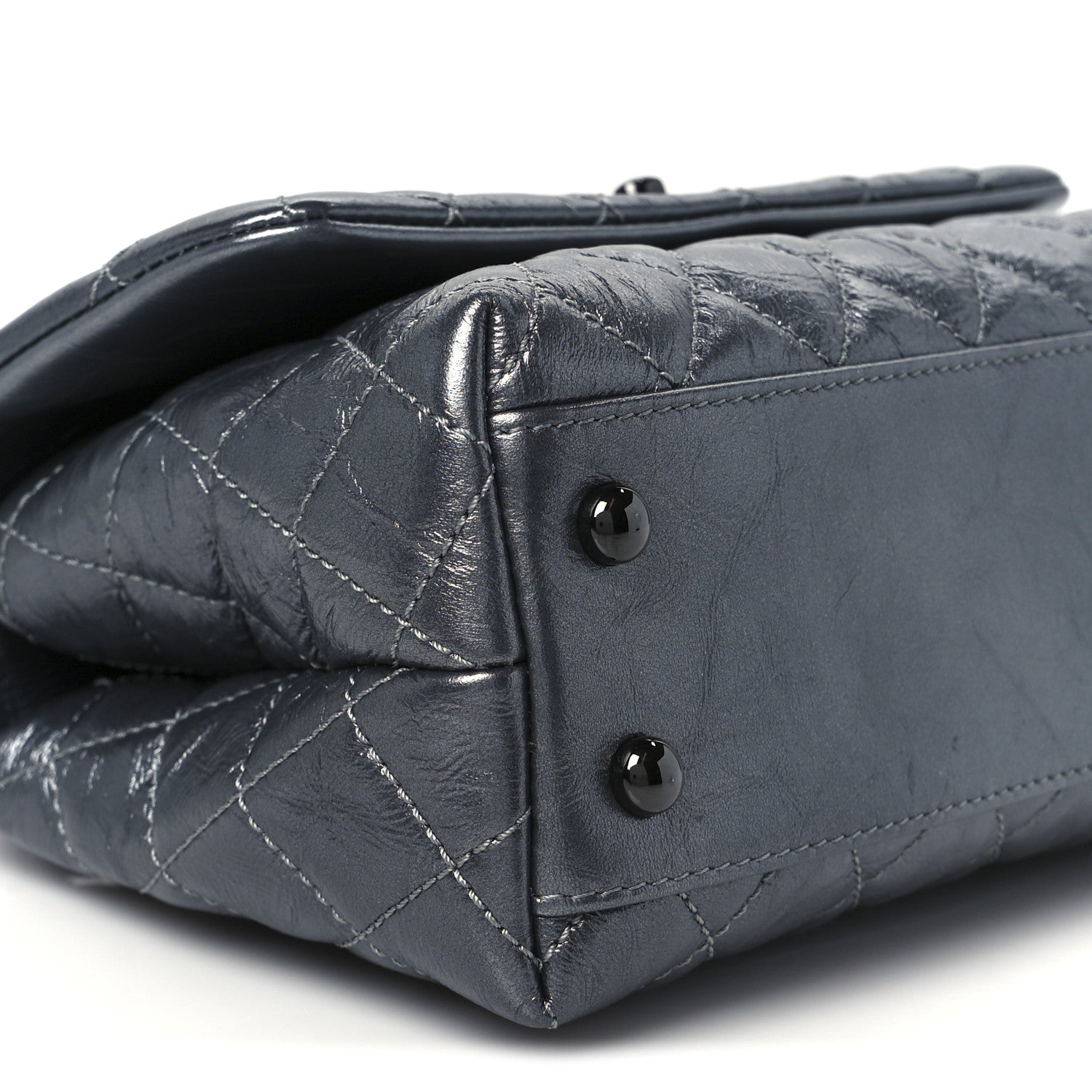 Chanel Metallic Aged Calfskin Quilted Mini Coco Handle Flap Charcoal 10 of 12
