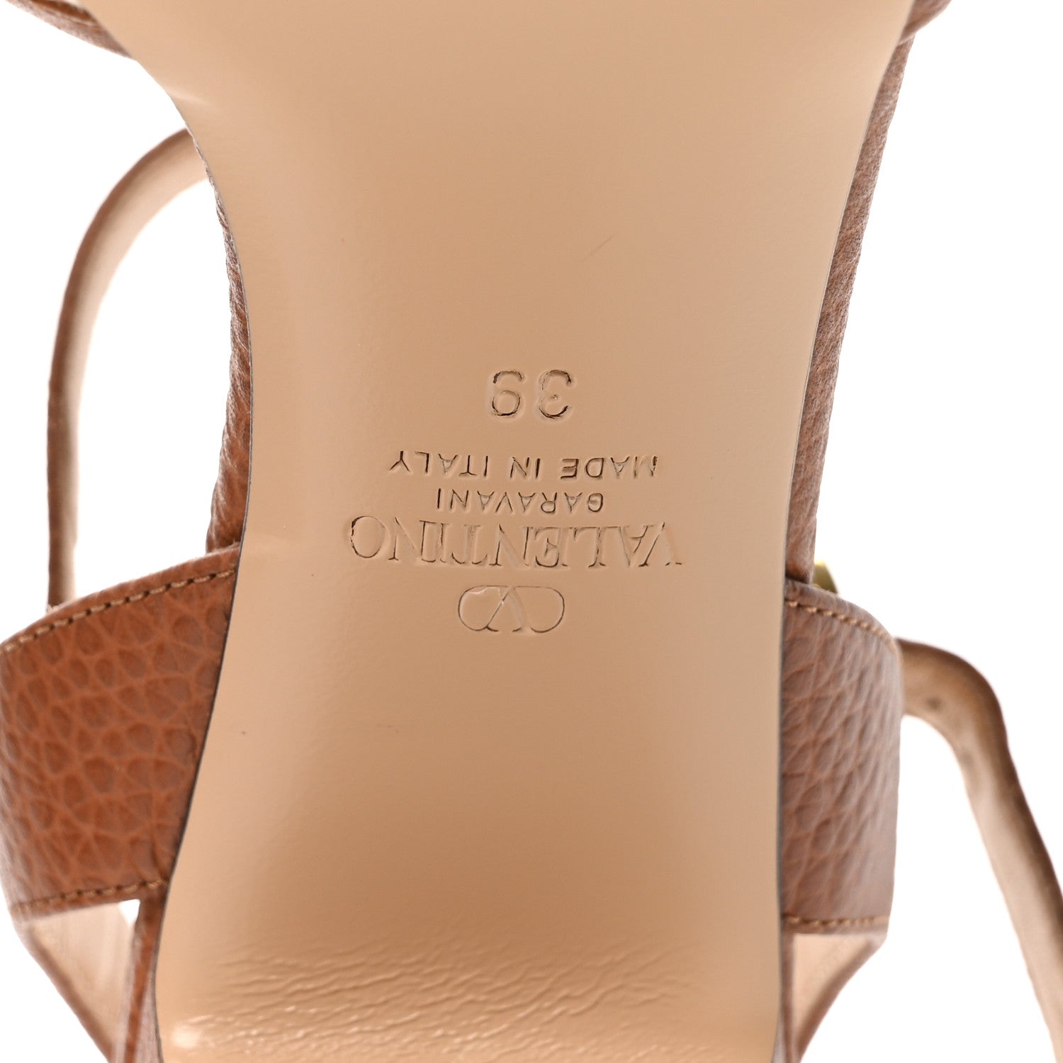 Valentino Garavani Canvas Grained Calfskin VLogo 75mm Sandals 39 Beige Selleria 7 of 10