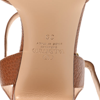 Valentino Garavani Canvas Grained Calfskin VLogo 75mm Sandals 39 Beige Selleria 7 of 10