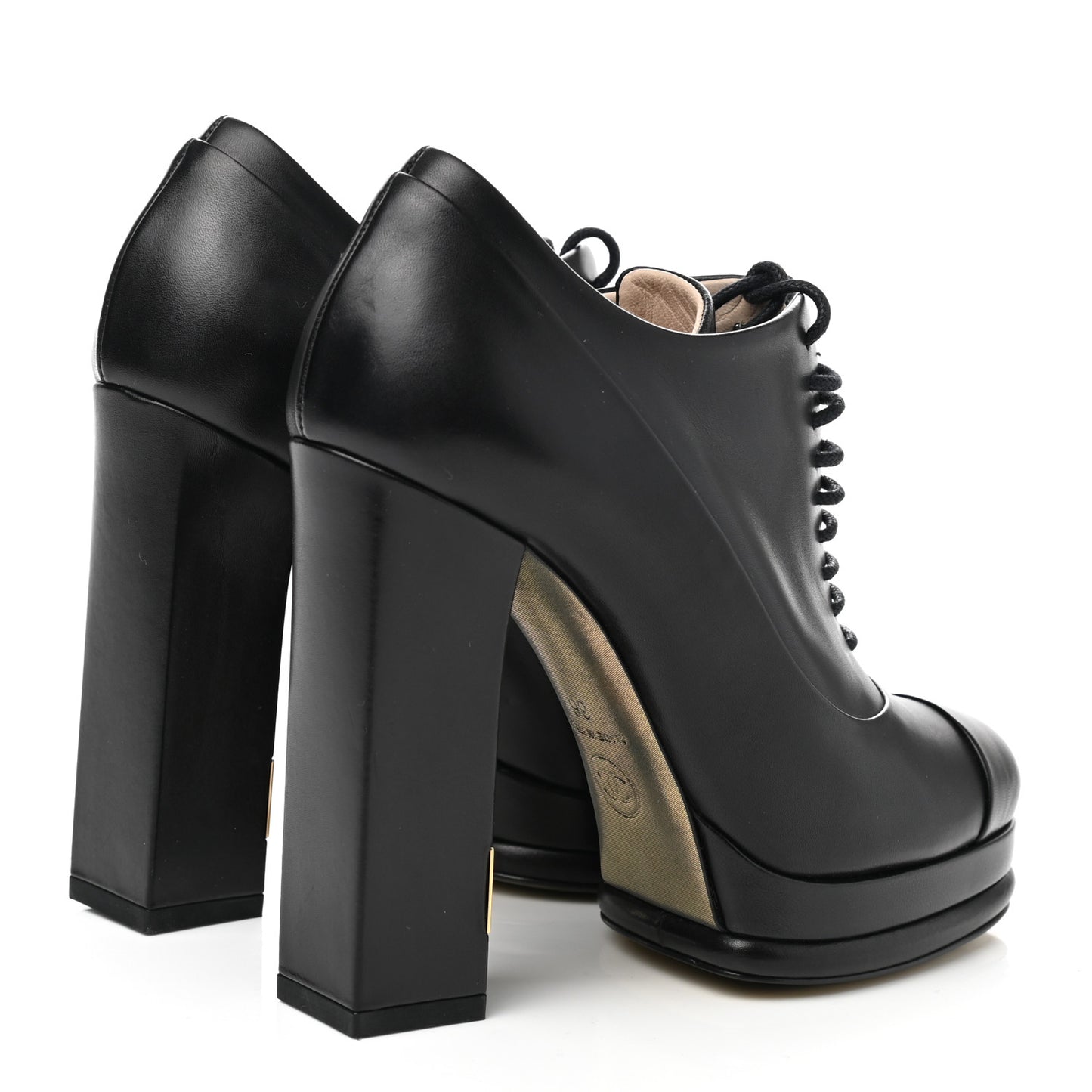 Lambskin Cap Toe Lace Up Booties 36 Black