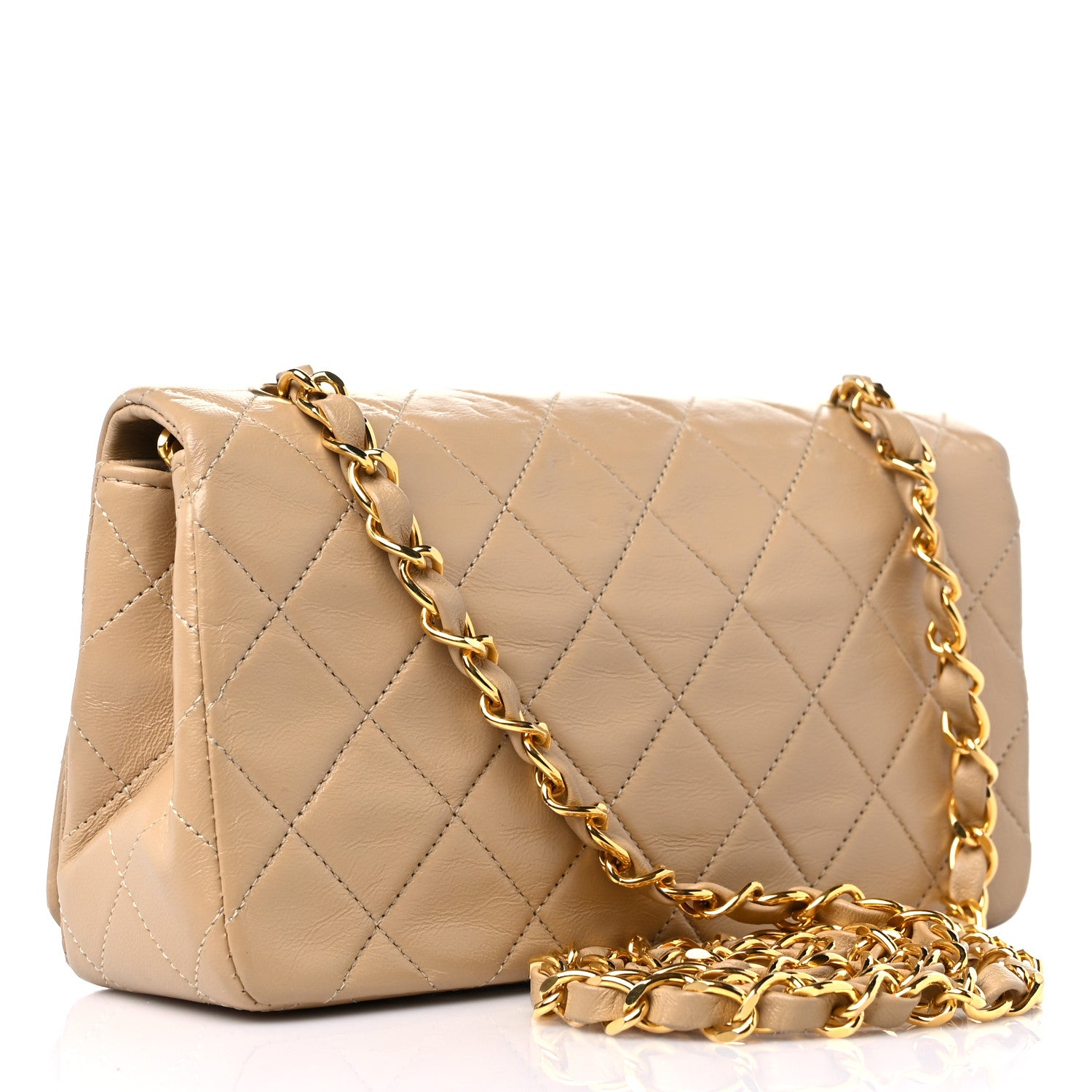 Chanel Lambskin Quilted Small Single Flap Beige 2 of 15