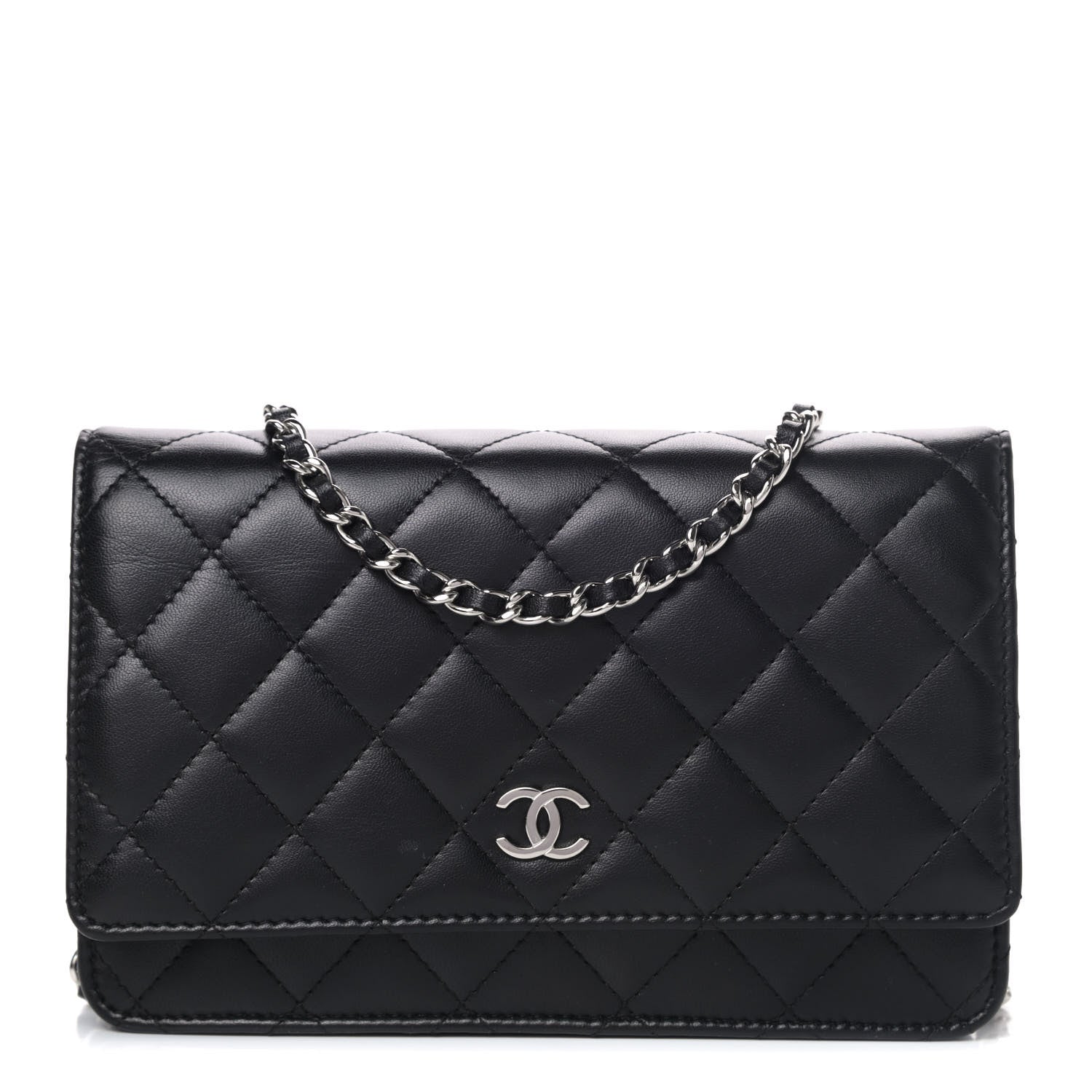Chanel Lambskin Quilted Wallet On Chain WOC Black 1 of 4