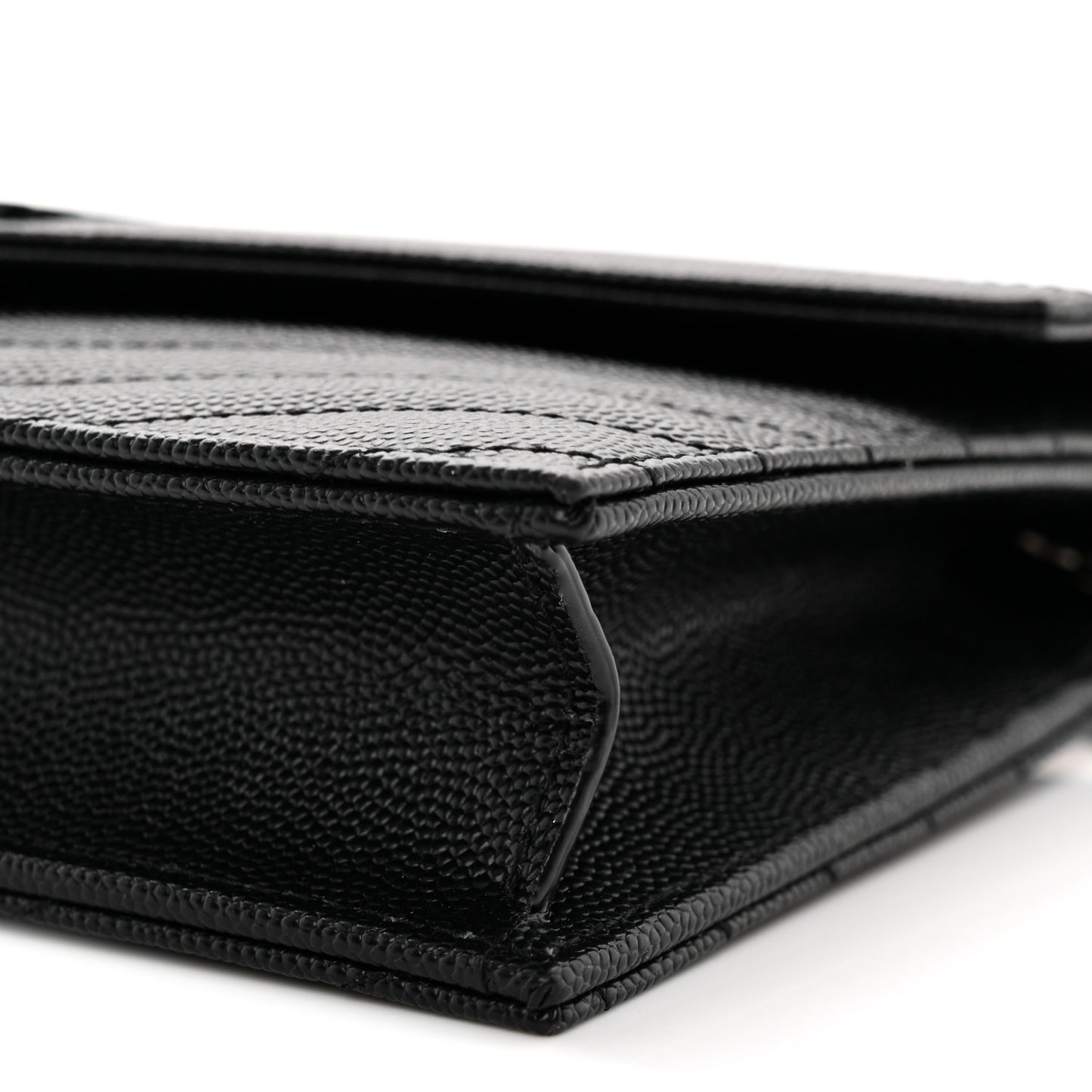Grain De Poudre Matelasse Chevron Monogram Monochrome Envelope Chain Wallet Black