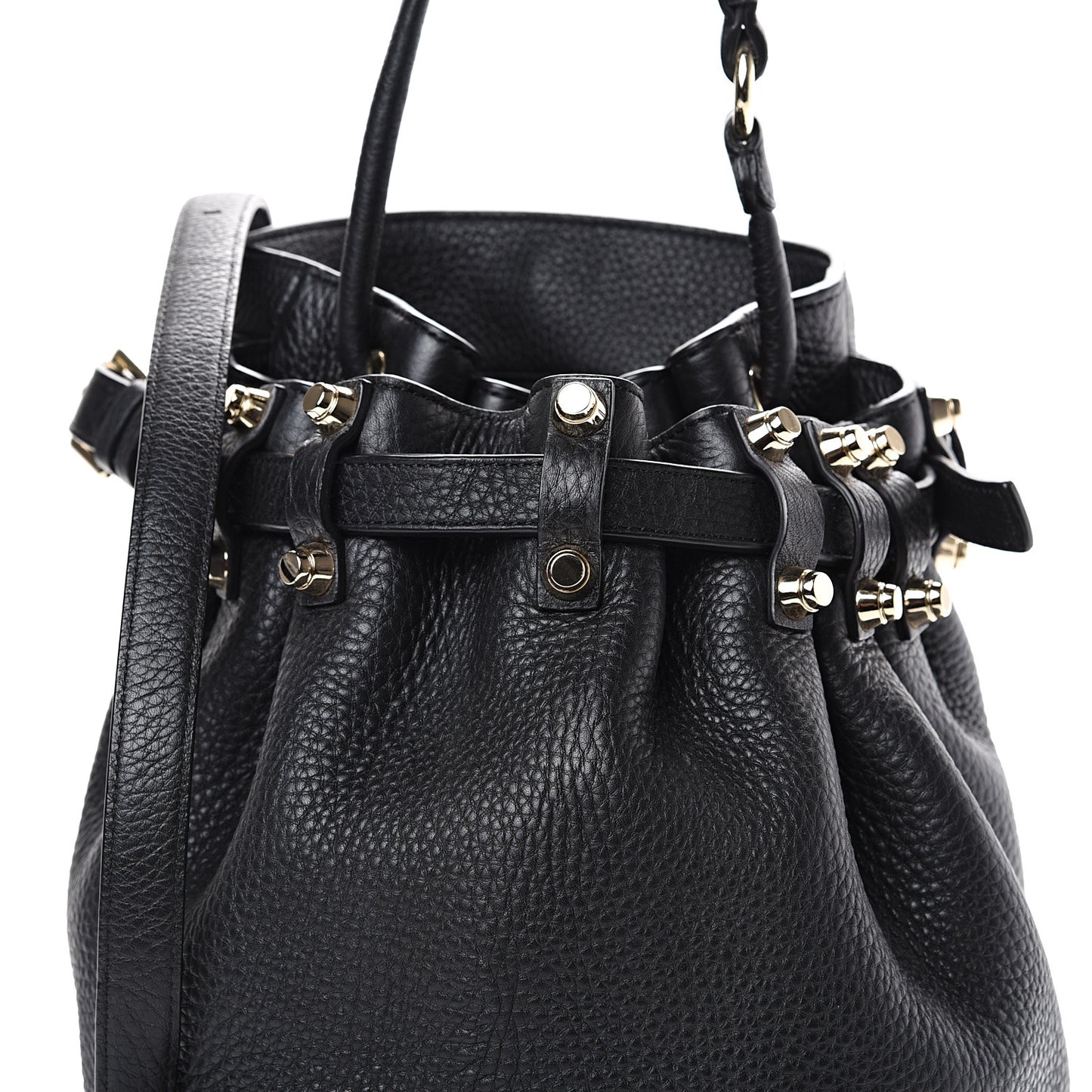 Pebbled Lambskin Diego Bucket Black Nickel Hardware