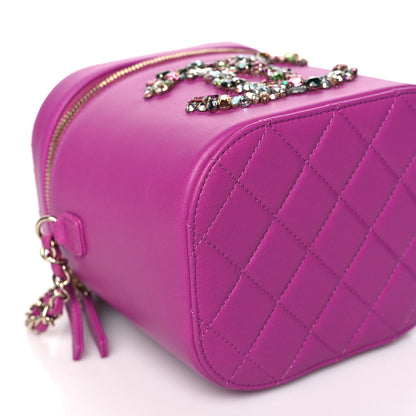 Chanel Lambskin Quilted Crystal CC Vanity Case Purple 9 of 11