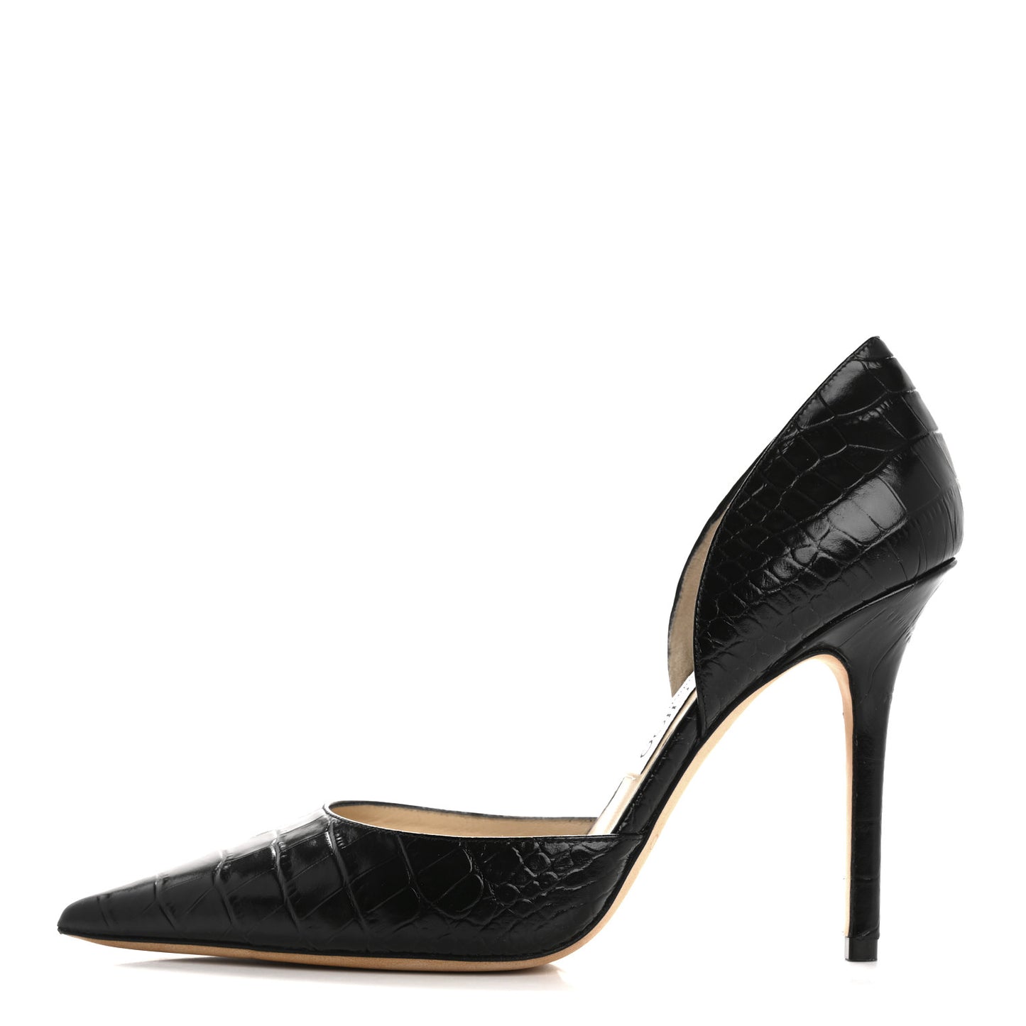 Calfskin Crocodile Embossed Addison d'Orsay Pump 38 Black