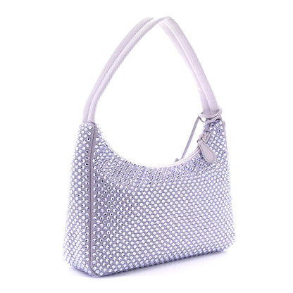 Prada Satin Crystal Mini Re-Edition 2000 Bag Glicine 3 of 10