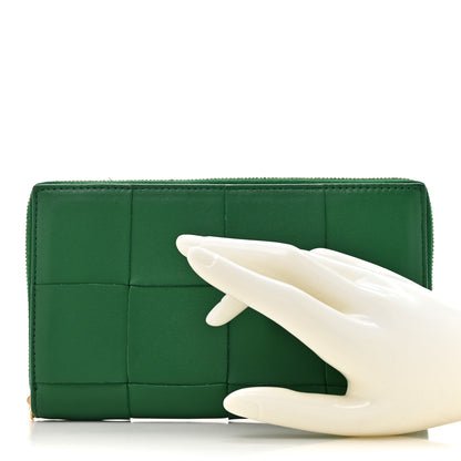 Bottega Veneta Nappa Maxi Intrecciato Zip Around Wallet Racing Green 2 of 9