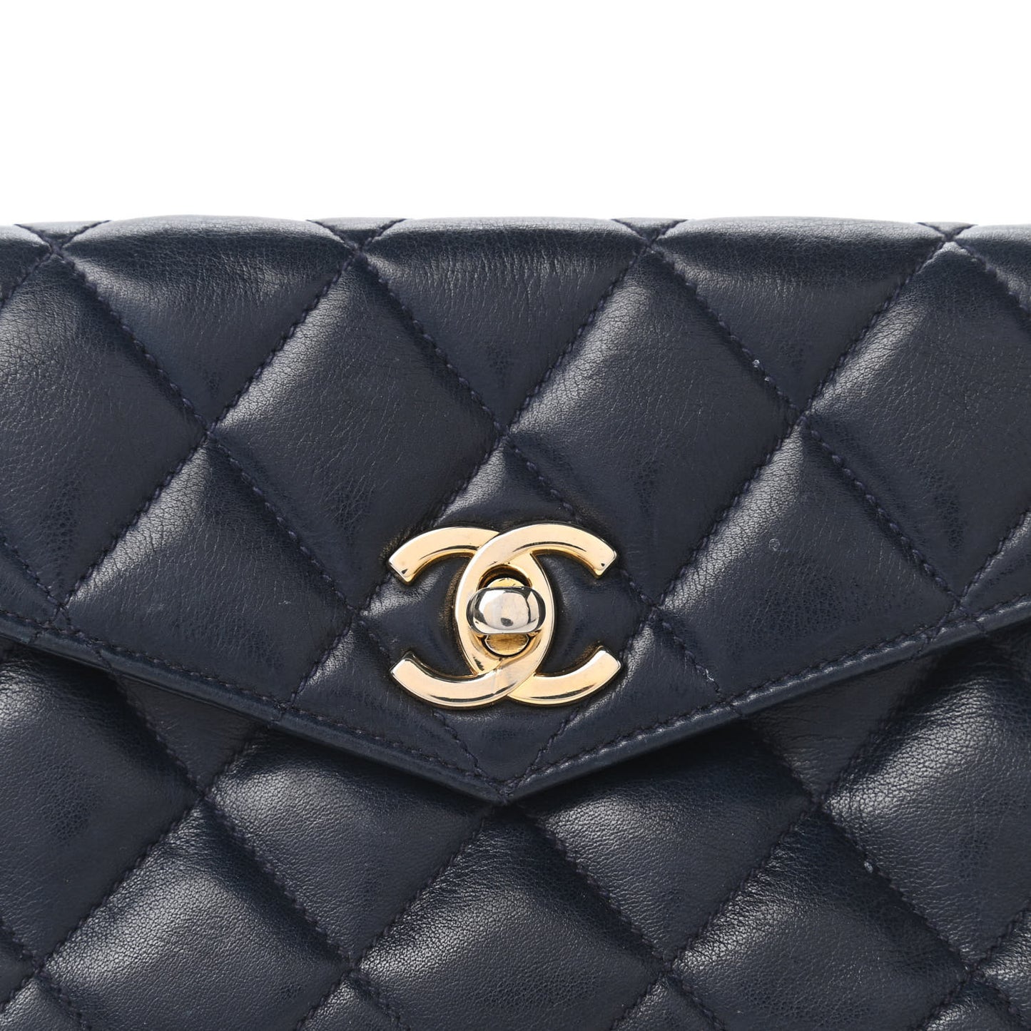 Lambskin Quilted Flap Waist Belt Bag Navy