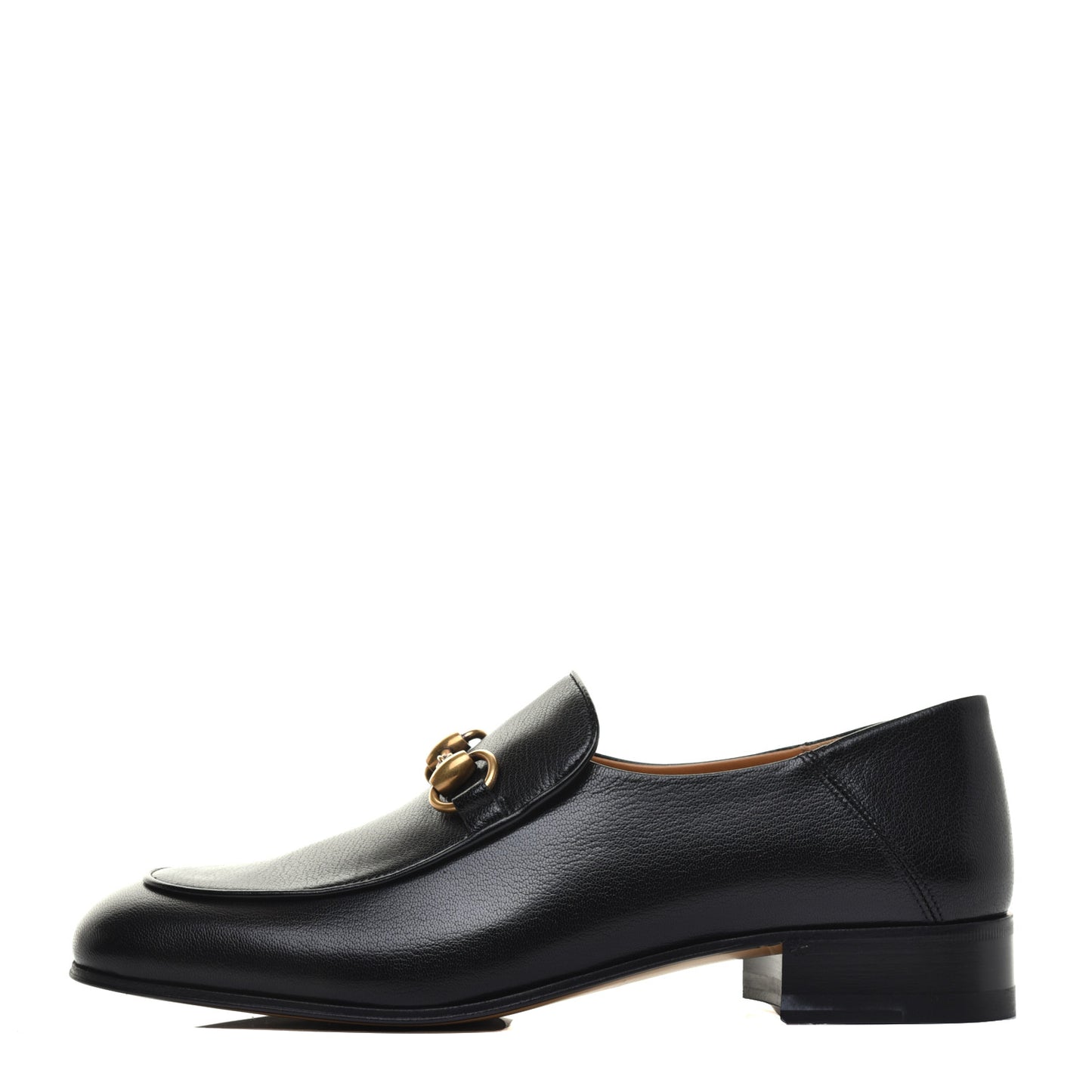Goatskin Womens Horsebit Mid-Heel Loafers 38.5 Black