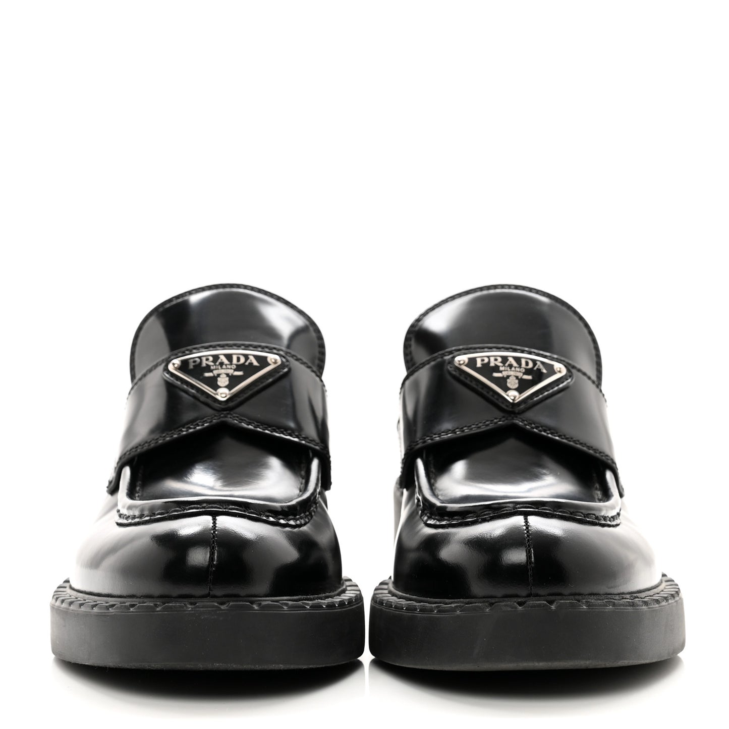 Spazzolato Metal Triangle Logo 50mm Loafers 37 Black