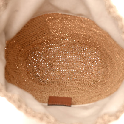 Loewe Calfskin Raffia Anagram Paulas Ibiza Pochette Bag Natural Tan 5 of 11