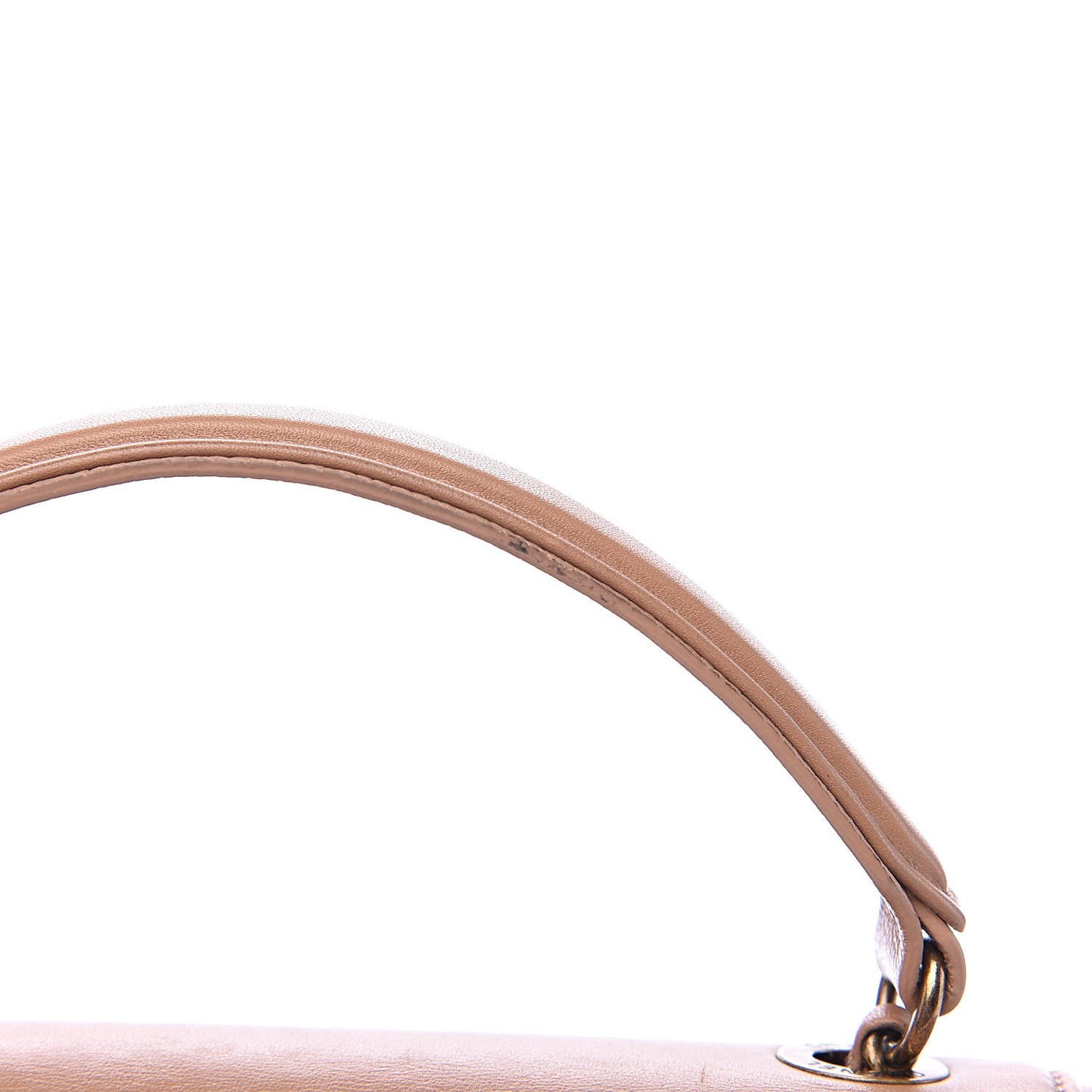 Shiny Calfskin Goatskin Quilted Small Coco Curve Messenger Flap Beige