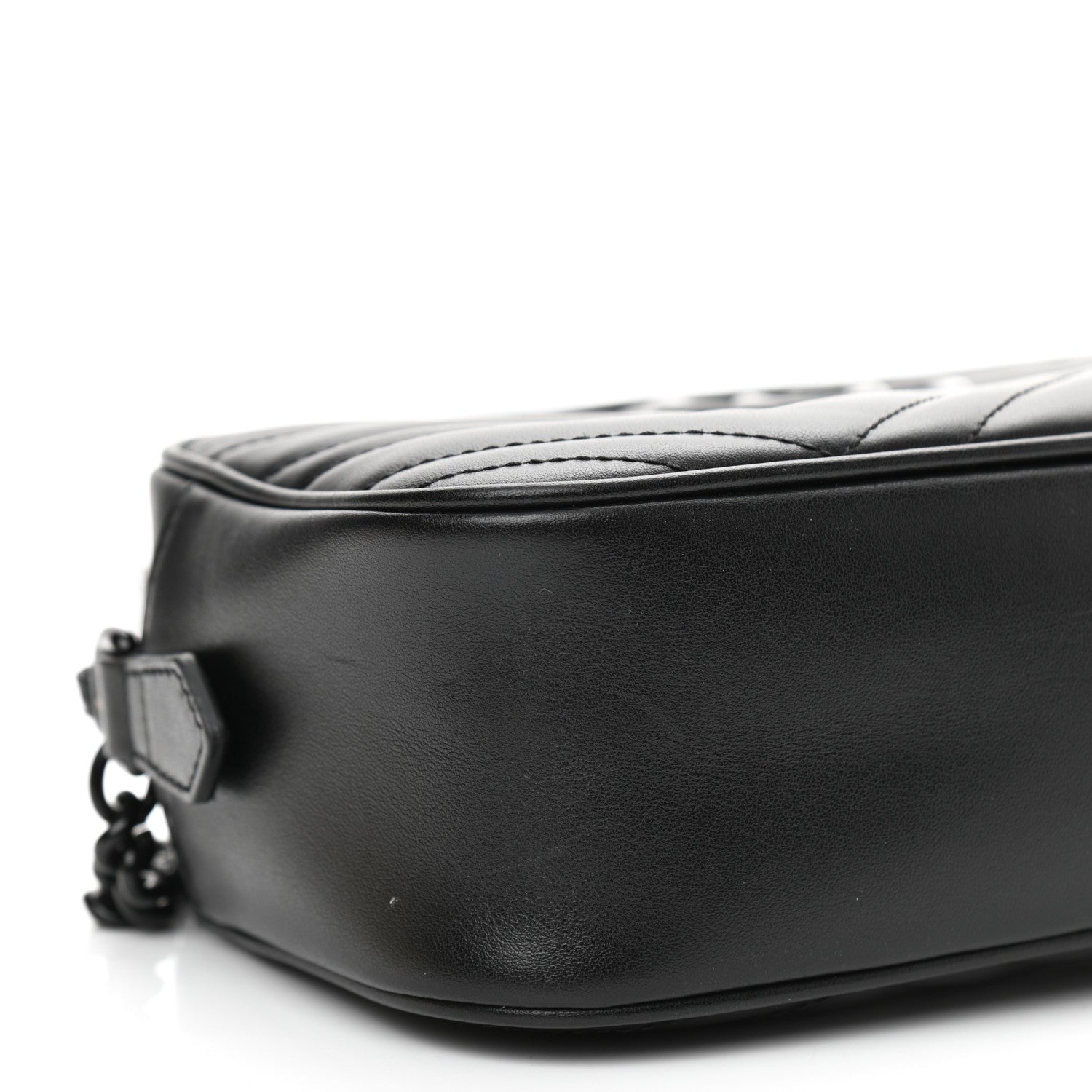 Gucci Calfskin Matelasse Monochrome Small GG Marmont Chain Shoulder Bag Black 8 of 10