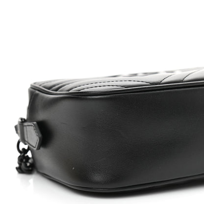Gucci Calfskin Matelasse Monochrome Small GG Marmont Chain Shoulder Bag Black 8 of 10