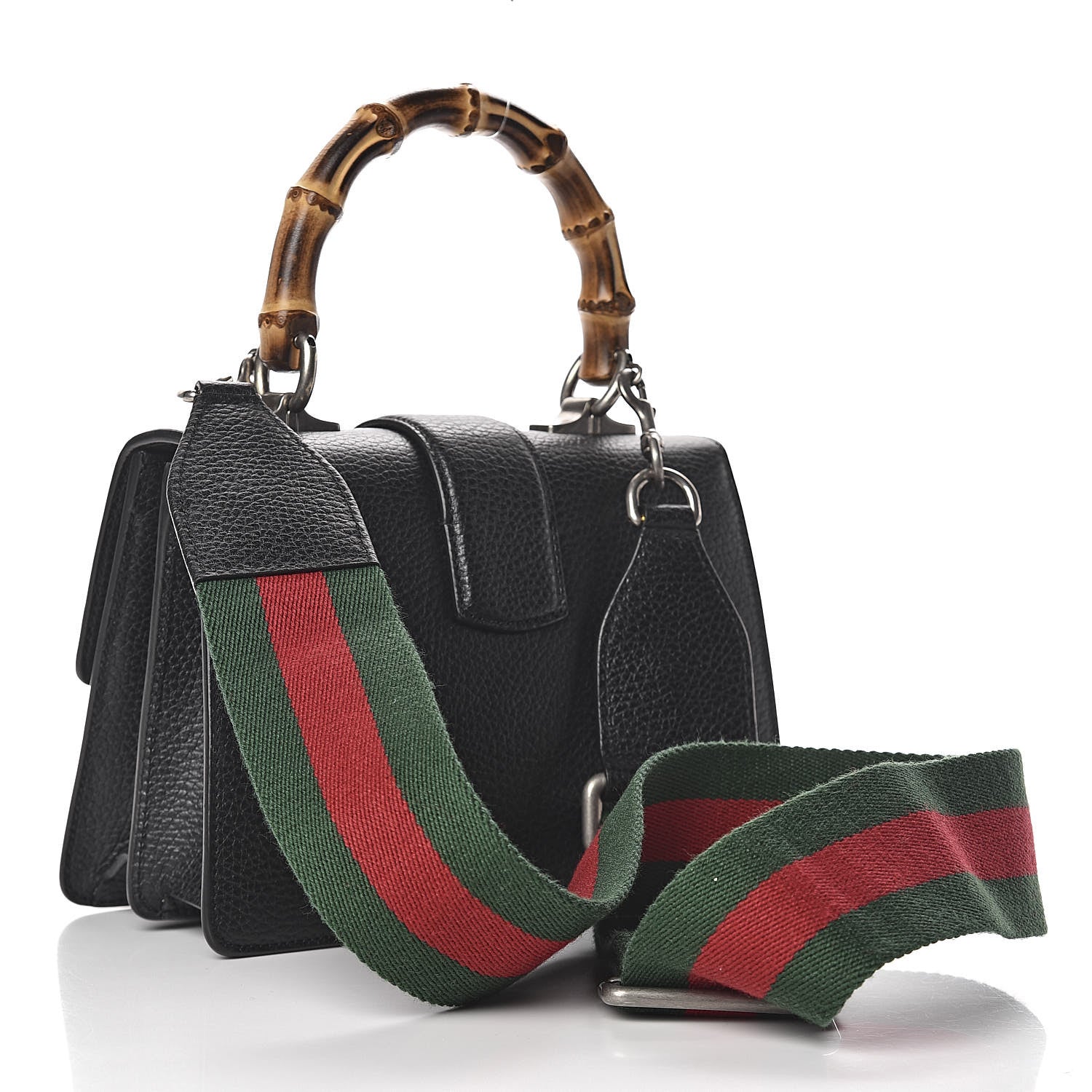Gucci Dollar Calfskin Crystal Web Mini Dionysus Bamboo Top Handle Bag Black Black Diamond 3 of 10