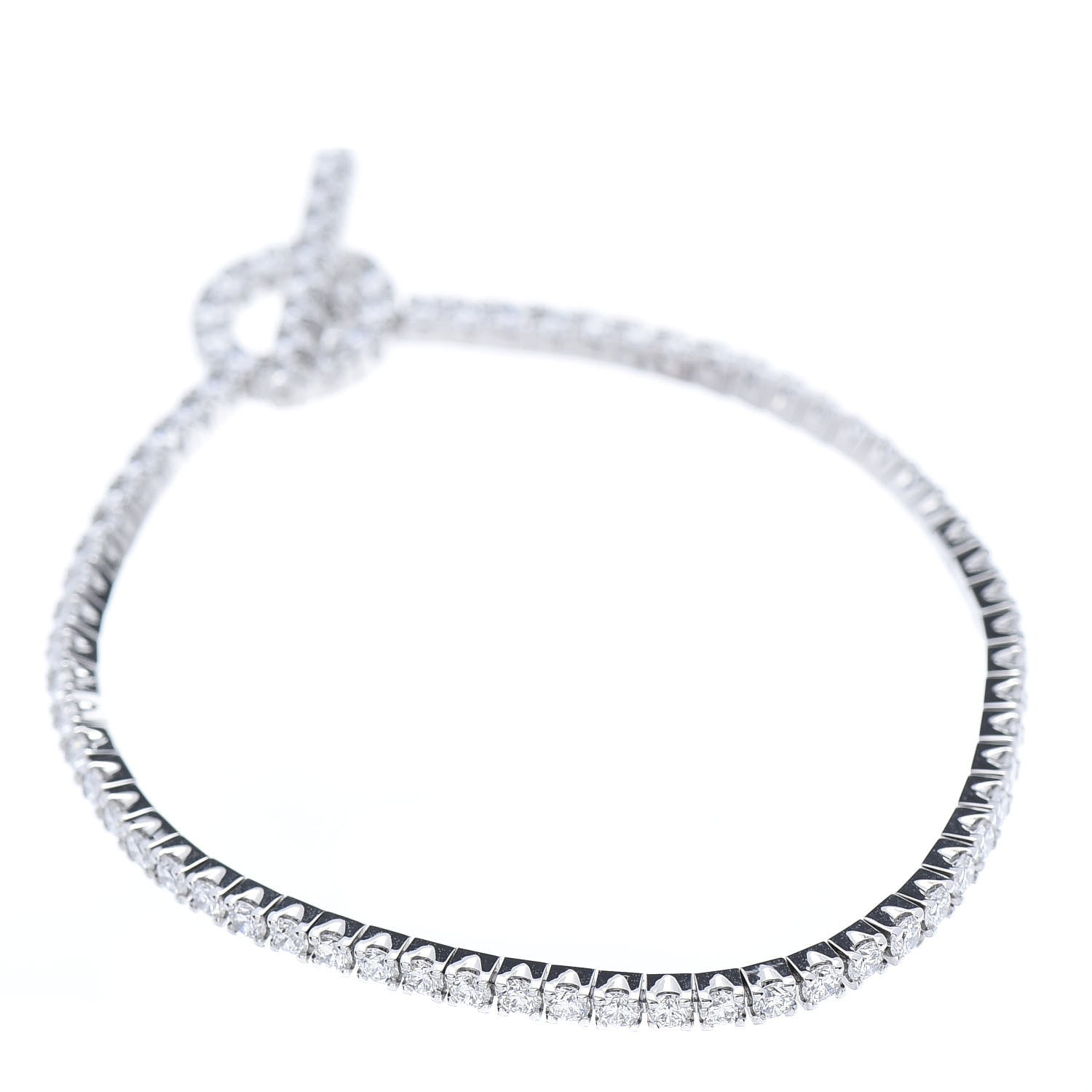 Hermes 18K White Gold Diamond Finesse Link Bracelet XS 3 of 4