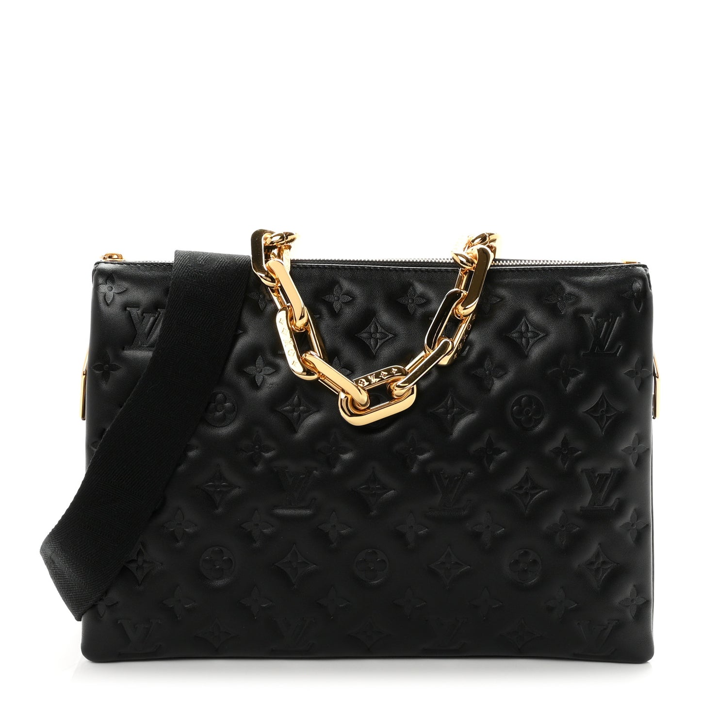 Lambskin Embossed Monogram Coussin MM Black