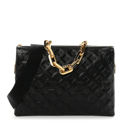 Louis Vuitton Lambskin Embossed Monogram Coussin MM Black 1 of 9