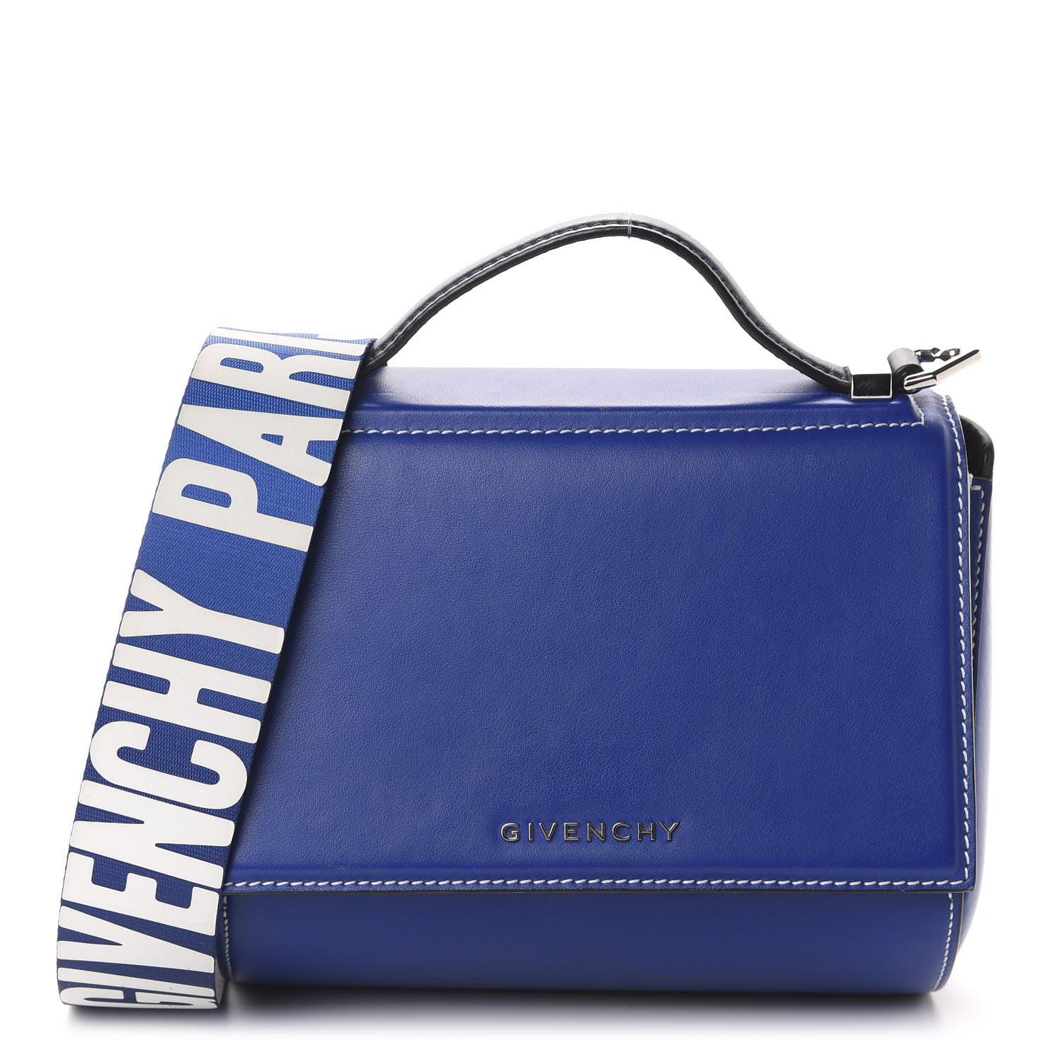 Givenchy Calfskin Mini Pandora Box Logo Strap Crossbody Bag Moroccan Blue 1 of 10