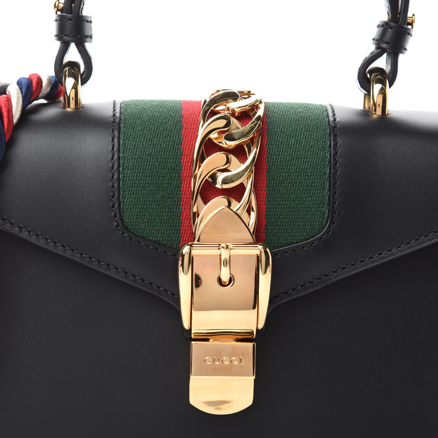 Gucci Calfskin Mini Sylvie Top Handle Bag Black 10 of 11