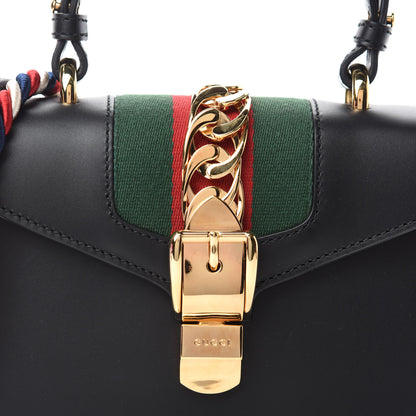 Gucci Calfskin Mini Sylvie Top Handle Bag Black 10 of 11