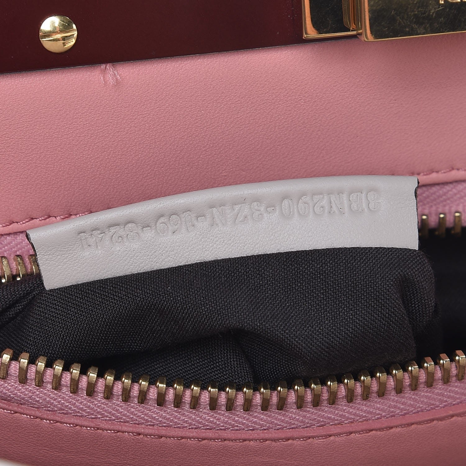 Fendi Vitello Seta Shiny Nappa Medium Peekaboo Iconic Satchel Grigio Polvere Bois de Rose 9 of 9