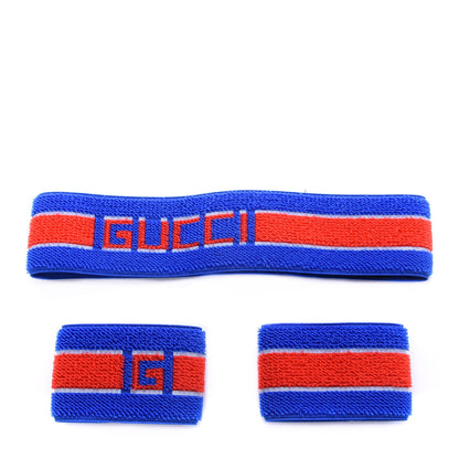 Gucci Cotton Logo Headband and Wrist Set M Blue Orange 1 of 4