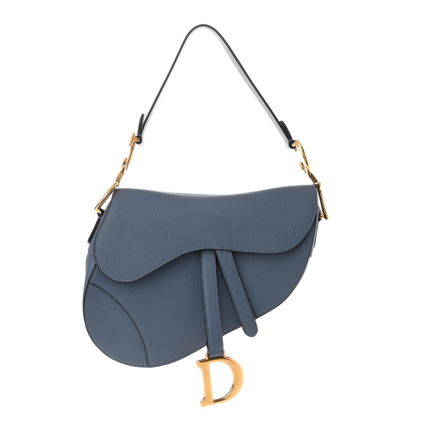 Christian Dior Grained Calfskin Saddle Bag Denim Blue 1 of 11