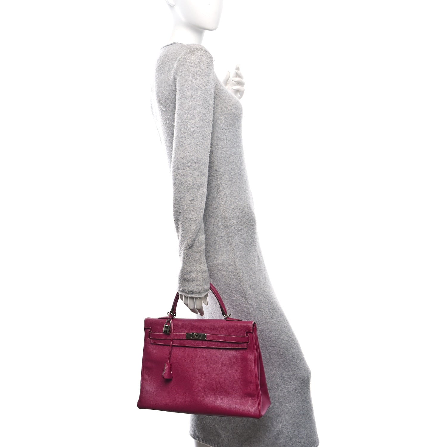 Hermes Epsom Candy Kelly Retourne 35 Tosca Rose Tyrien 2 of 10