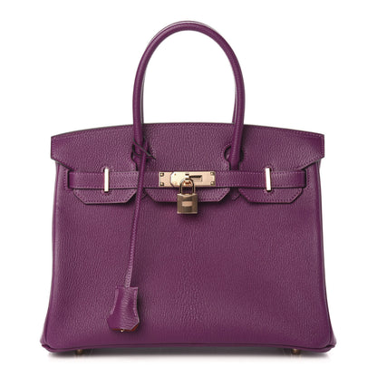 Hermes Chevre Mysore Horseshoe Birkin 30 Anemone Rouge de Coeur 1 of 11