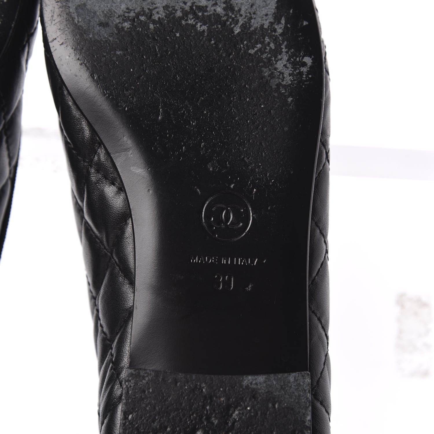 Chanel Aged Calfskin Quilted CC Cap Toe Ballerina Flats 39 Black 5 of 8