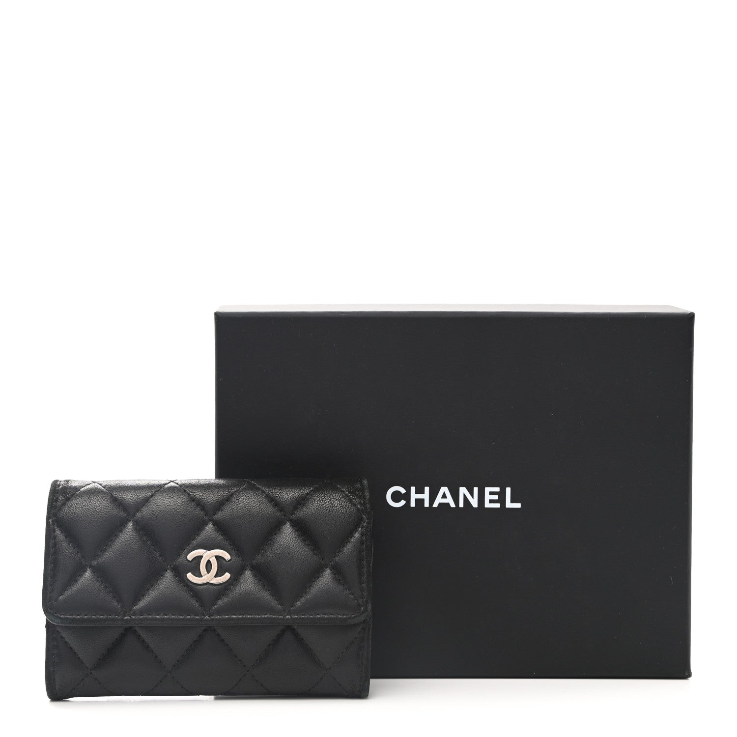 Chanel Lambskin Quilted Flap Card Holder Wallet Black 14 of 14