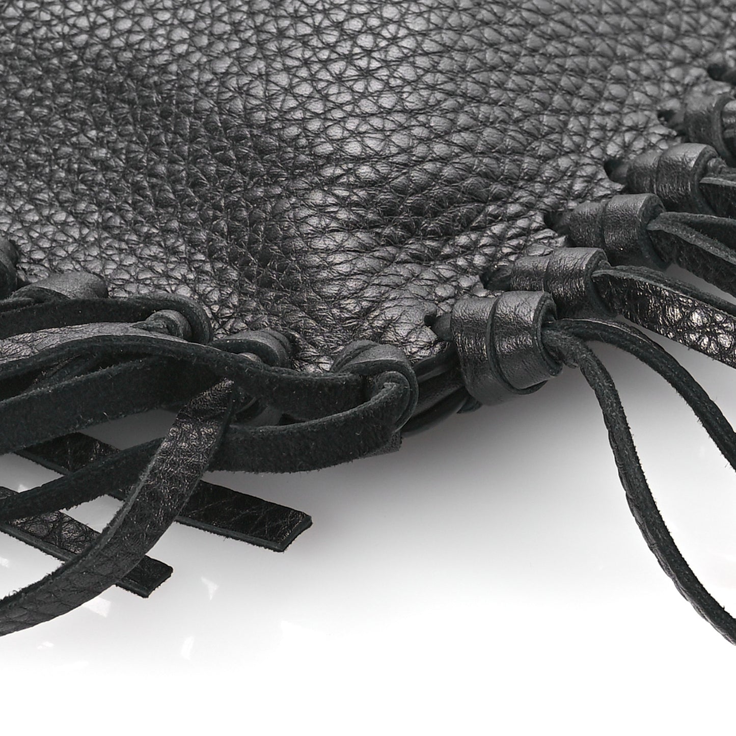 Pebbled Calfskin Crockee Small Wristlet Clutch Black