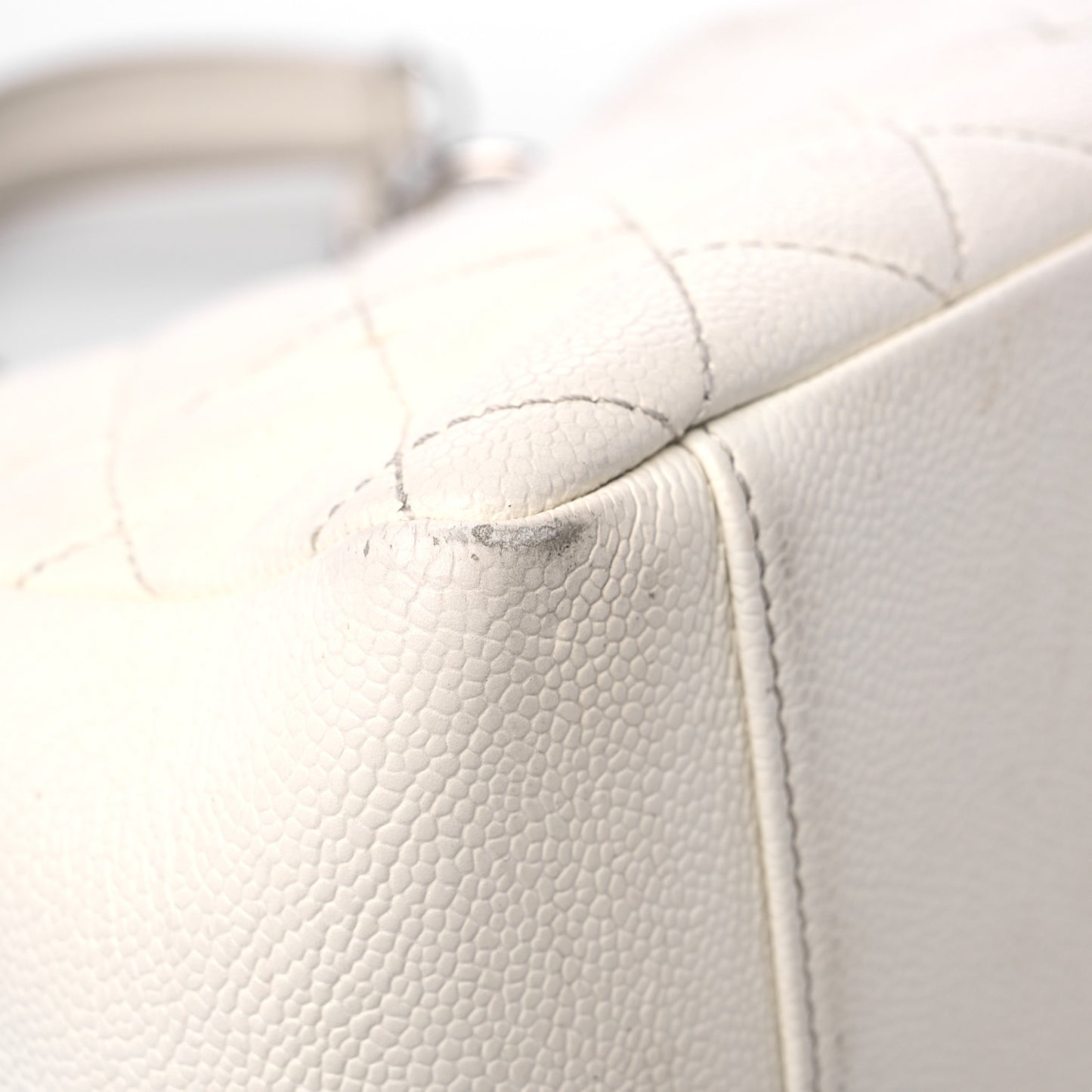 Caviar Quilted Grand Shopping Tote GST White