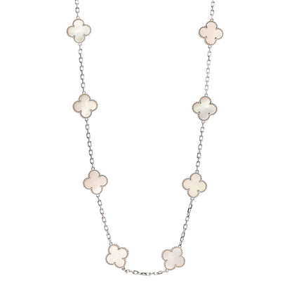 Van Cleef & Arpels 18K White Gold Mother of Pearl 20 Motifs Vintage Alhambra Necklace 1 of 7