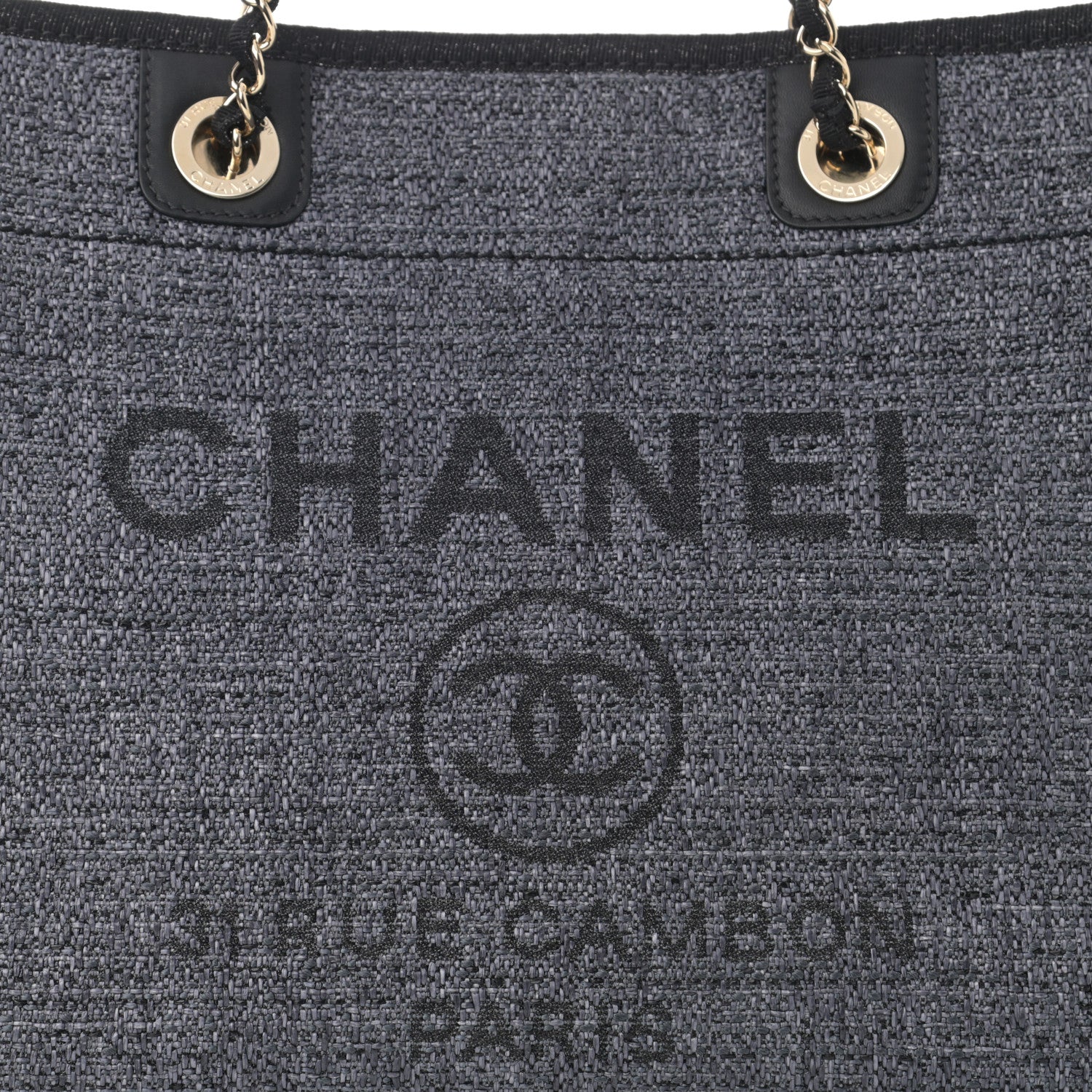 Chanel Woven Straw Raffia Small Deauville Tote Charcoal 8 of 10