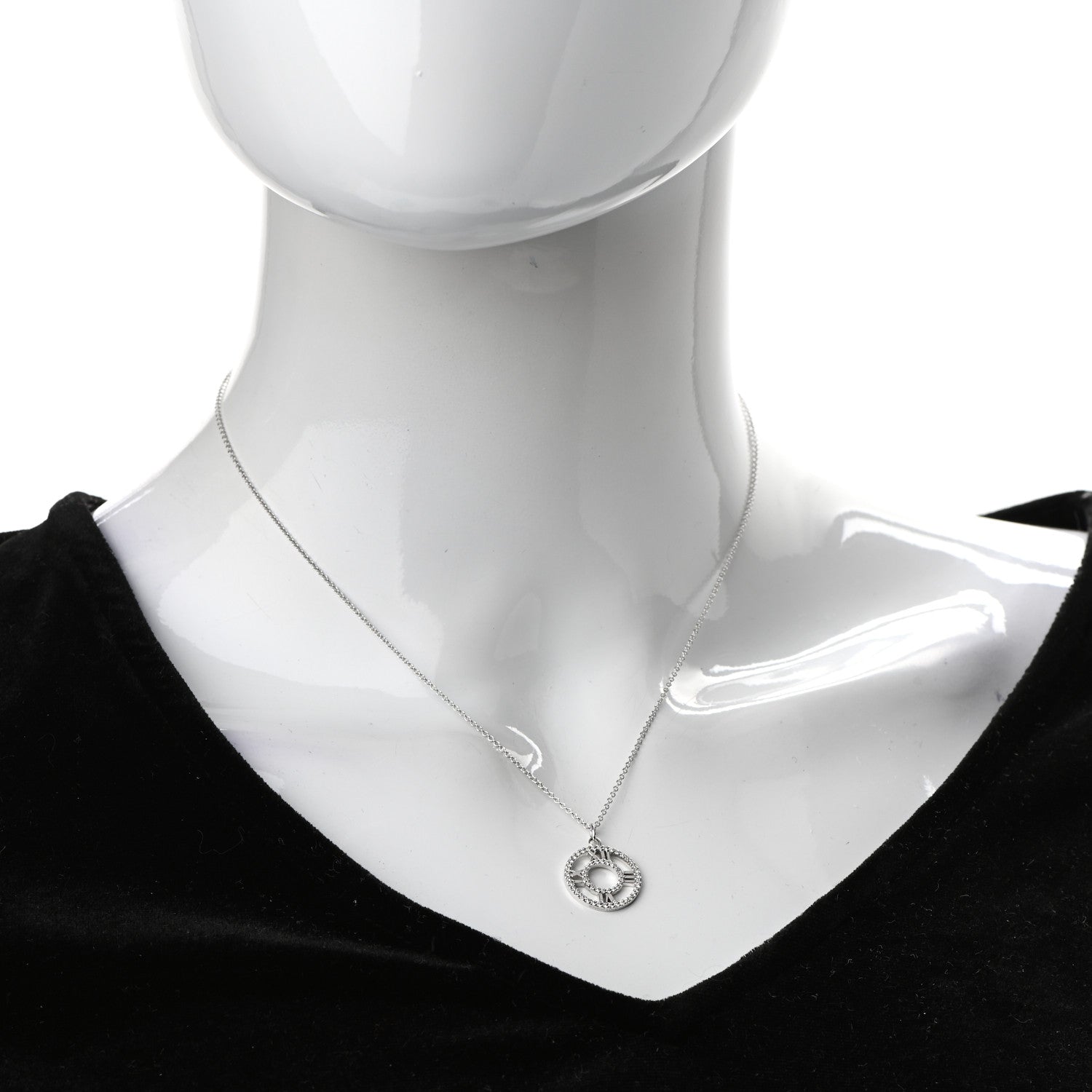 Tiffany 18K White Gold Diamond Small Atlas Open Pave Pendant Necklace 2 of 6